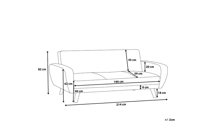 Florli Sovesofa 214 cm - Svart - Møbler - Sofaer - Sovesofaer - Langsgående sovesofa