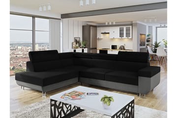 Fonti Sovesofa m. Sjeselong 3-seters L-formet - Grå - Møbler - Sofaer - Sovesofaer - Langsgående sovesofa
