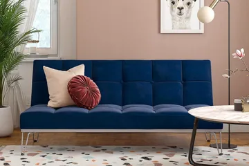 Elle Futon Fløyel/Blå - Novogratz - Møbler - Sofaer - Sovesofaer - Futon - Futon sofa