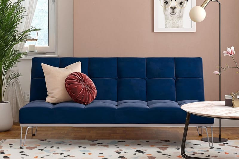 Elle Futon Fløyel/Blå - Novogratz - Møbler - Sofaer - Sovesofaer - Futon - Futon sofa