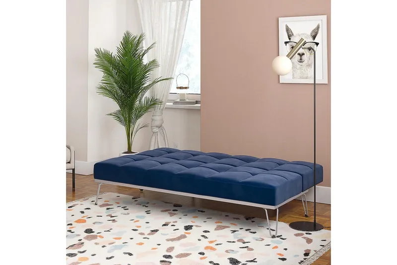 Elle Futon Fløyel/Blå - Novogratz - Møbler - Sofaer - Sovesofaer - Futon - Futon sofa