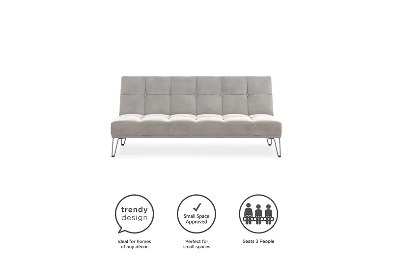 Elle Futon Fløyel/Grå - Novogratz - Møbler - Sofaer - Sovesofaer - Futon - Futon sofa