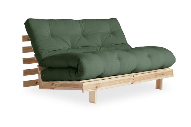 Sovesofa Roots Raw Olivengrøn/Tre/Natur - Futon sofa