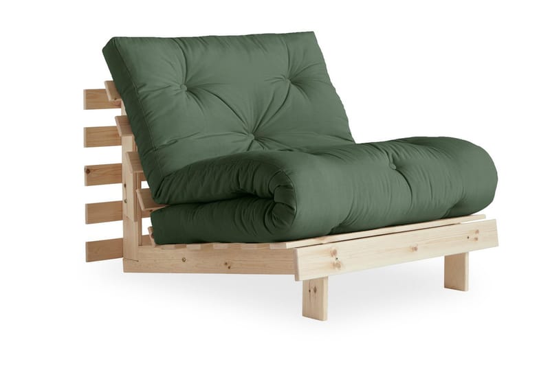 Sovesofa Roots Raw Olivengrøn/Tre/Natur - Lenestoler - Futon lenestol