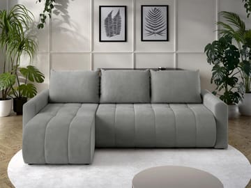 Fynrican 3-seters sovesofa med divan - grå - Møbler - Sofaer - Sovesofaer - Hjørnesovesofa