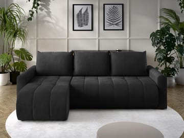Fynrican 3-seters sovesofa med divan - svart - Møbler - Sofaer - Sovesofaer - Hjørnesovesofa