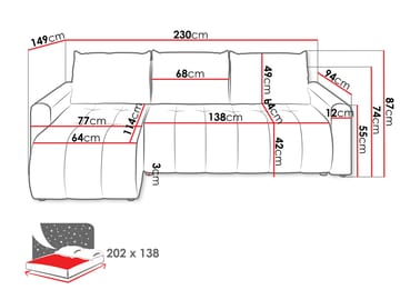 Fynrican 3-seters sovesofa med divan - svart - Møbler - Sofaer - Sovesofaer - Hjørnesovesofa