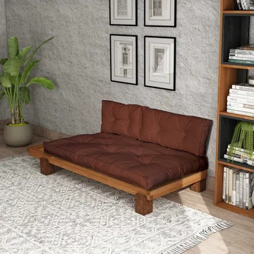 Fynros 2-seters Sovesofa - Mørkerød/Natur - Møbler - Sofaer - Sovesofaer - 2 seters sovesofa