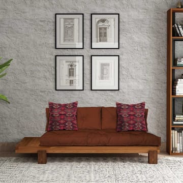 Fynros 2-seters Sovesofa - Mørkerød/Natur - Møbler - Sofaer - Sovesofaer - 2 seters sovesofa