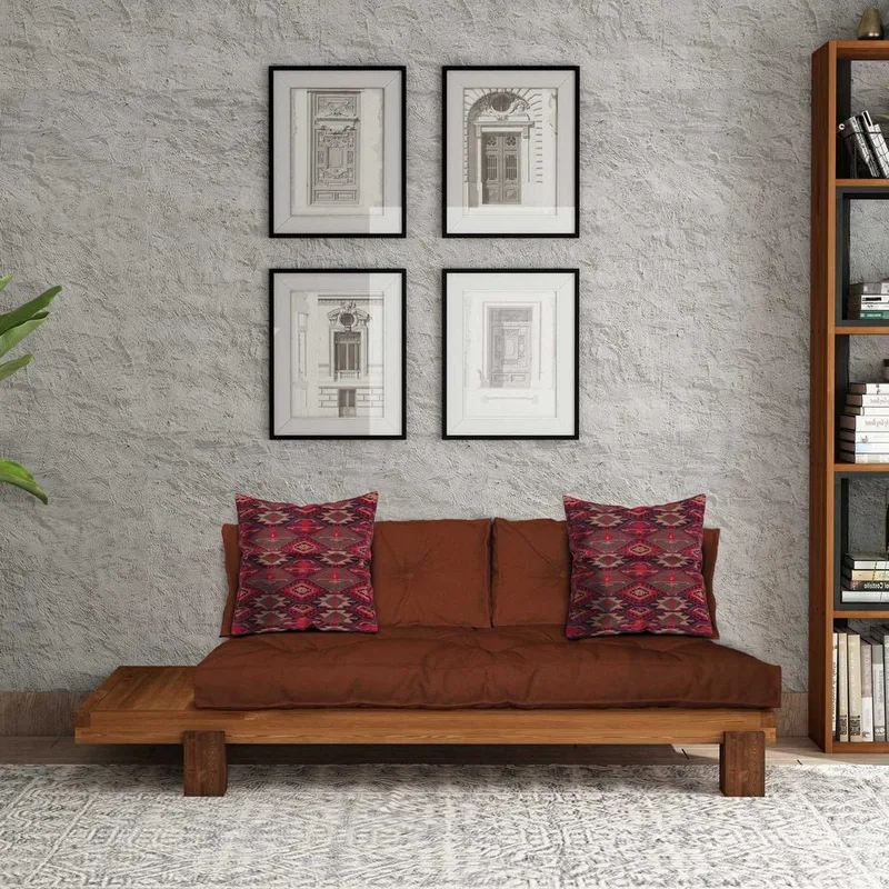 Fynros 2-seters Sovesofa - Mørkerød/Natur - Møbler - Sofaer - Sovesofaer - 2 seters sovesofa