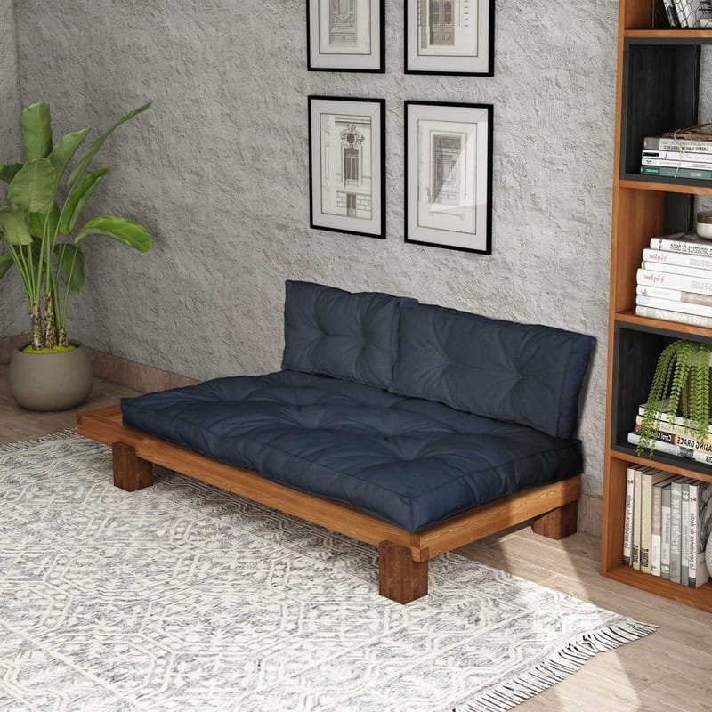 Fynros 2-seters Sovesofa - Natur/Marineblå - Møbler - Sofaer - Sovesofaer - 2 seters sovesofa