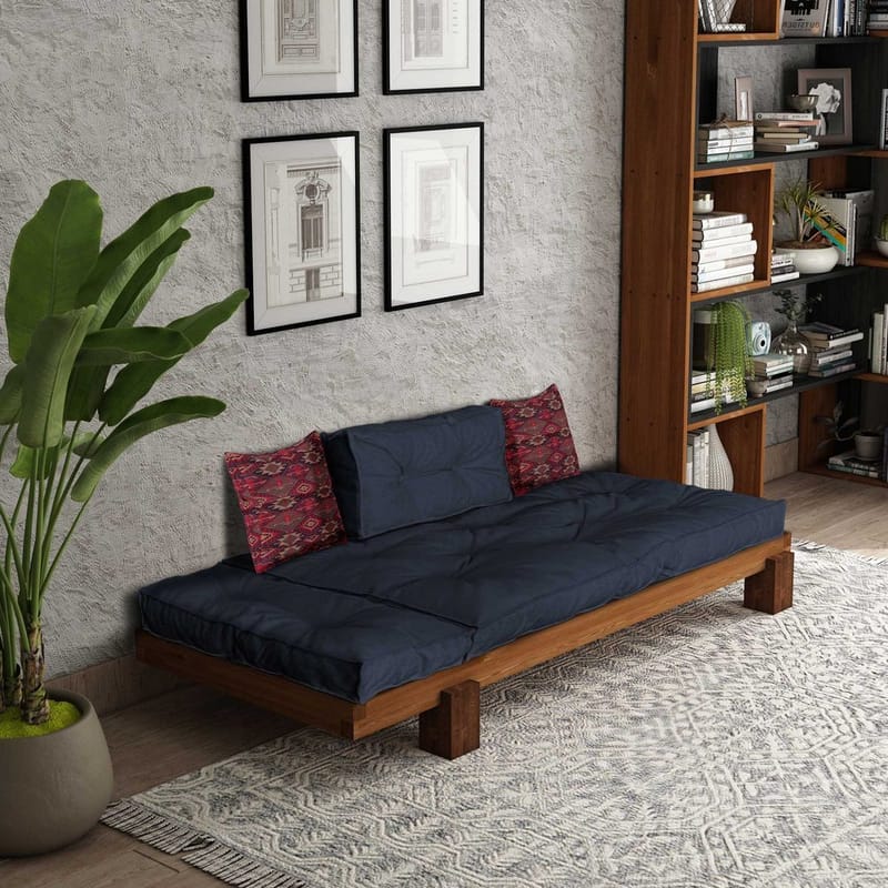 Fynros 2-seters Sovesofa - Natur/Marineblå - Møbler - Sofaer - Sovesofaer - 2 seters sovesofa