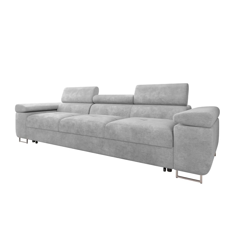 Gabina 3-seter Sovesofa med Justerbare Nakkestøtter i Stoff, Grå