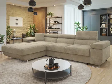 Gabina 3-seters sovesofa med divan - beige - Møbler - Sofaer - Sovesofaer - Hjørnesovesofa