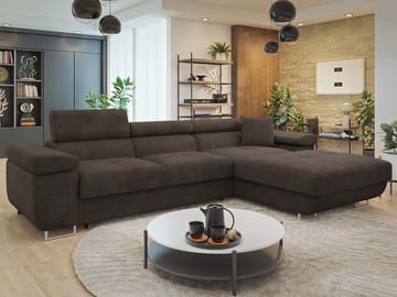 Gabina 3-seters sovesofa med divan - brun - Møbler - Sofaer - Sovesofaer - Hjørnesovesofa