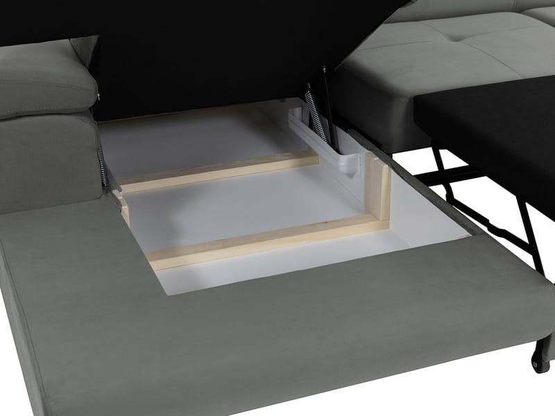 Gabina 3-seters sovesofa med divan - grå - Møbler - Sofaer - Sovesofaer - Hjørnesovesofa
