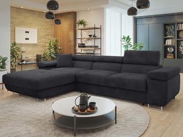 Gabina 3-seters sovesofa med divan - svart - Møbler - Sofaer - Sovesofaer - Sovesofa divan