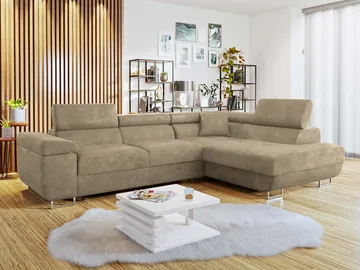 Gabina 4-seters sovesofa med sjeselong - beige - Møbler - Sofaer - Sovesofaer - Hjørnesovesofa