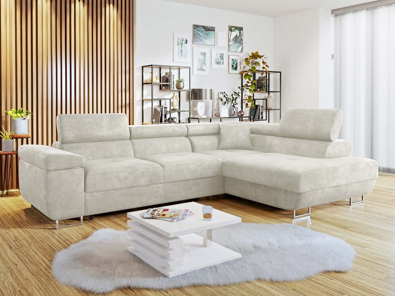 Gabina 4-seters sovesofa med sjeselong - beige - Møbler - Sofaer - Sovesofaer - Hjørnesovesofa