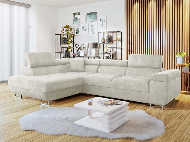 Gabina 4-seters sovesofa med sjeselong - beige - Møbler - Sofaer - Sovesofaer - Hjørnesovesofa