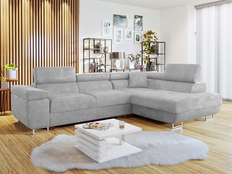 Gabina 4-seters sovesofa med sjeselong - grå - Møbler - Sofaer - Sovesofaer - Hjørnesovesofa