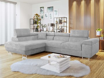 Gabina 4-seters sovesofa med sjeselong - grå - Møbler - Sofaer - Sovesofaer - Hjørnesovesofa