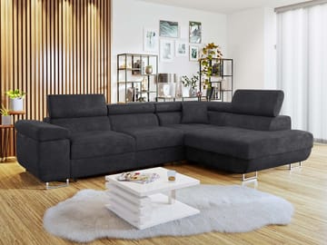 Gabina 4-seters sovesofa med sjeselong - svart - Møbler - Sofaer - Sovesofaer - Hjørnesovesofa
