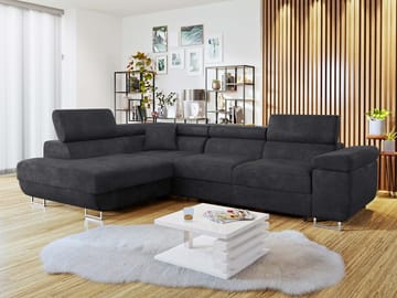 Gabina 4-seters sovesofa med sjeselong - svart - Møbler - Sofaer - Sovesofaer - Hjørnesovesofa
