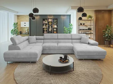 Gabina 5-seters U-formet sovesofa med divan og sjeselong - grå - Møbler - Sofaer - Sovesofaer - Hjørnesovesofa