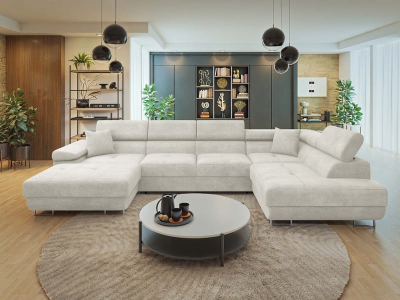 Gabina 5-seters U-formet sovesofa med divan og sjeselong - Lumo 55 - Møbler - Sofaer - Sovesofaer - Hjørnesovesofa