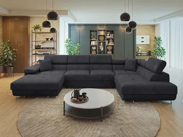 Gabina 5-seters U-formet sovesofa med divan og sjeselong - svart - Møbler - Sofaer - Sovesofaer - Hjørnesovesofa