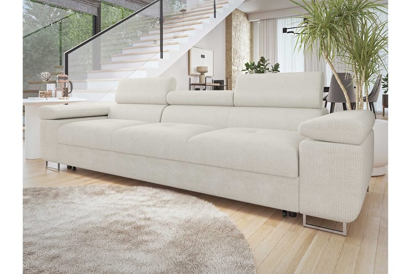 Gabina Sovesofa 3-seter i Chenille - Hvit - Møbler - Sofaer - Sovesofaer - 3 seters sovesofa