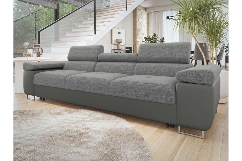 Gabina Sovesofa 3-seter i Kunstlær - Grå - Møbler - Sofaer - Sovesofaer - 3 seters sovesofa