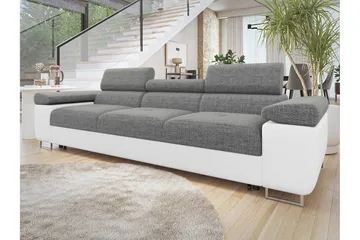Gabina Sovesofa 3-seter i Kunstlær - Hvit / Mørkegrå - Møbler - Sofaer - Sovesofaer - 3 seters sovesofa
