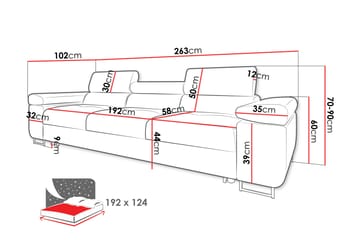 Gabina Sovesofa 3-seter i Manchester - Rosa - Møbler - Sofaer - Sovesofaer - 3 seters sovesofa