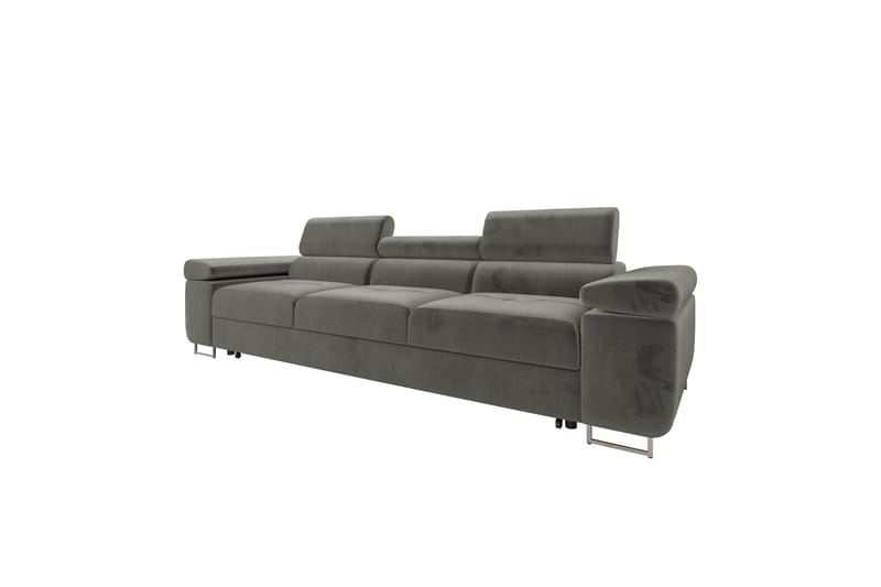Gabina Sovesofa 3-seter i Plysj - Grå - Møbler - Sofaer - Sovesofaer - 3 seters sovesofa