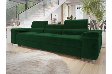 Gabina Sovesofa 3-seter i Plysj - Grønn - Møbler - Sofaer - Sovesofaer - 3 seters sovesofa
