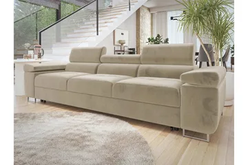 Gabina Sovesofa 3-seter i Plysj - Beige - Møbler - Sofaer - Sovesofaer - 3 seters sovesofa
