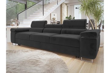 Gabina Sovesofa 3-seter i Plysj - Svart - Møbler - Sofaer - Sovesofaer - 3 seters sovesofa