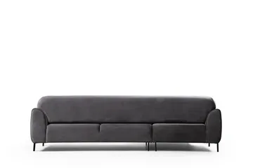 Gajanejos 3-seter Venstre L-formet Sovesofa med Sjeselong i Fløyel - Antrasitt - Møbler - Sofaer - Sovesofaer - Langsgående sovesofa