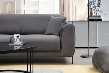 Gajanejos 3-seter Venstre L-formet Sovesofa med Sjeselong i Fløyel - Antrasitt - Møbler - Sofaer - Sovesofaer - Langsgående sovesofa