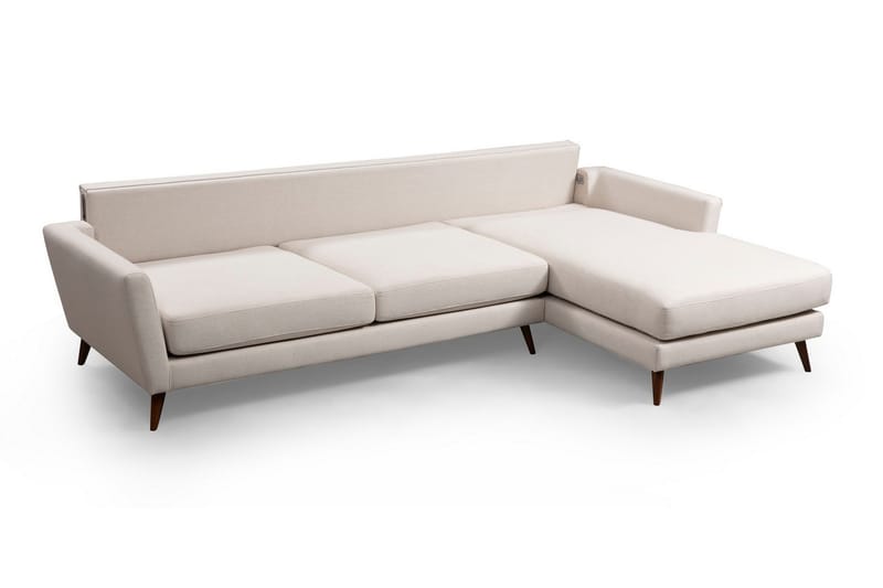 Gajanejos 5-seter Høyrevendt L-formet Sovesofa 93x273 cm i Stoff - Kremhvit - Møbler - Sofaer - Sovesofaer - Sovesofa divan