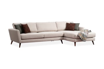 Gajanejos 5-seter Høyrevendt L-formet Sovesofa 93x273 cm i Stoff - Kremhvit - Møbler - Sofaer - Sovesofaer - Sovesofa divan