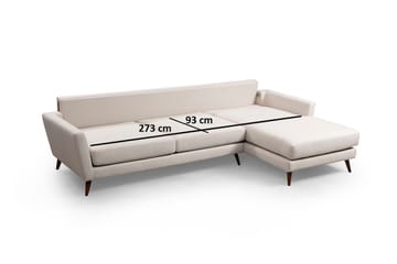 Gajanejos 5-seter Høyrevendt L-formet Sovesofa 93x273 cm i Stoff - Kremhvit - Møbler - Sofaer - Sovesofaer - Sovesofa divan