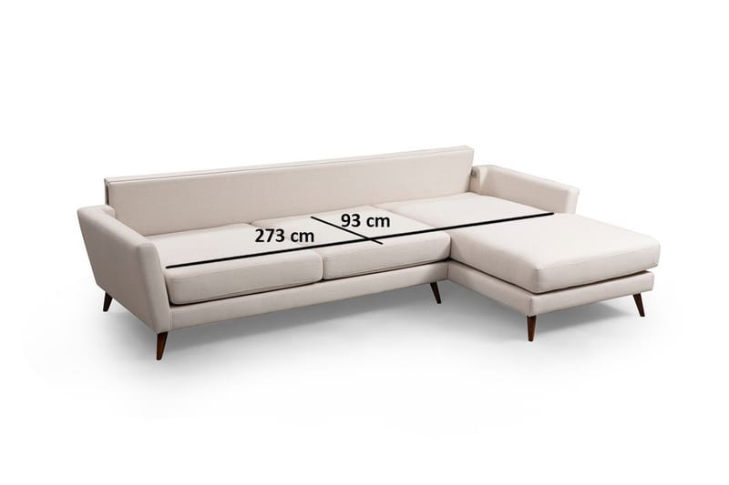 Gajanejos 5-seter Høyrevendt L-formet Sovesofa 93x273 cm i Stoff - Kremhvit - Møbler - Sofaer - Sovesofaer - Sovesofa divan