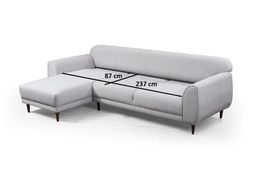 Gajanejos 5-seter Venstrevendt L-formet Sovesofa 87x237 cm i Stoff - Lysegrå - Møbler - Sofaer - Sovesofaer - Langsgående sovesofa