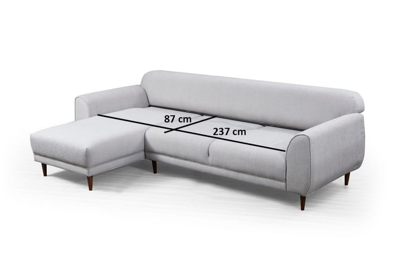 Gajanejos 5-seter Venstrevendt L-formet Sovesofa 87x237 cm i Stoff - Lysegrå - Møbler - Sofaer - Sovesofaer - Langsgående sovesofa