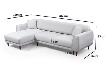 Gajanejos 5-seter Venstrevendt L-formet Sovesofa 87x237 cm i Stoff - Lysegrå - Møbler - Sofaer - Sovesofaer - Langsgående sovesofa