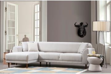 Gajanejos 5-seter Venstrevendt L-formet Sovesofa 87x237 cm i Stoff - Lysegrå - Møbler - Sofaer - Sovesofaer - Langsgående sovesofa