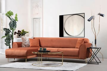 Gajanejos Venstrevendt Sovesofa med Sjeselong 87x237 cm i Fløyel - Terrakotta - Møbler - Sofaer - Sovesofaer - Sovesofa divan